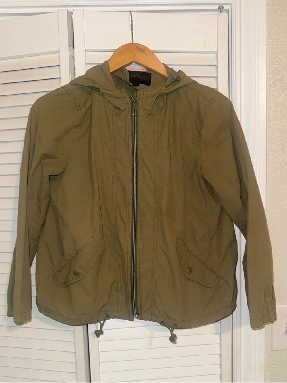 J. Crew 🫒 Olive Green 🫒 Hooded Zip Lightweight Jacket - S